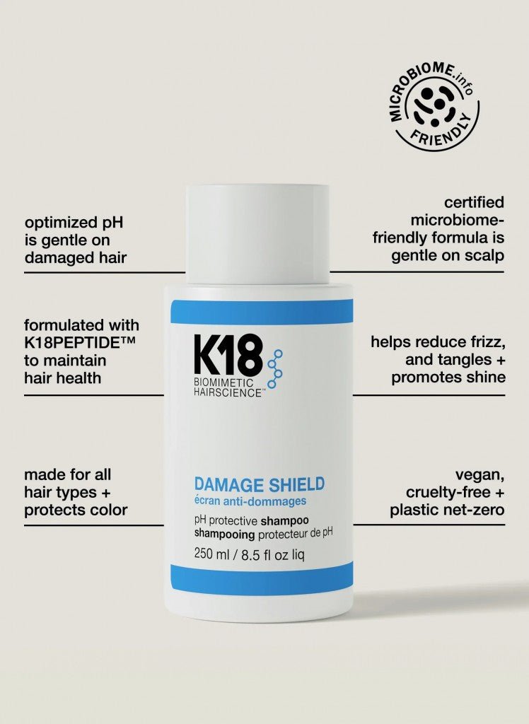 K18 DAMAGE SHIELD pH Protective Shampoo - Flu Hair and Make-up
